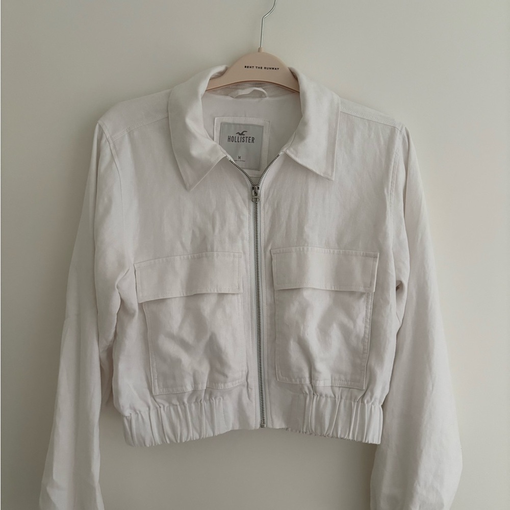 Hollister White Utility Jacket with Classic Collar